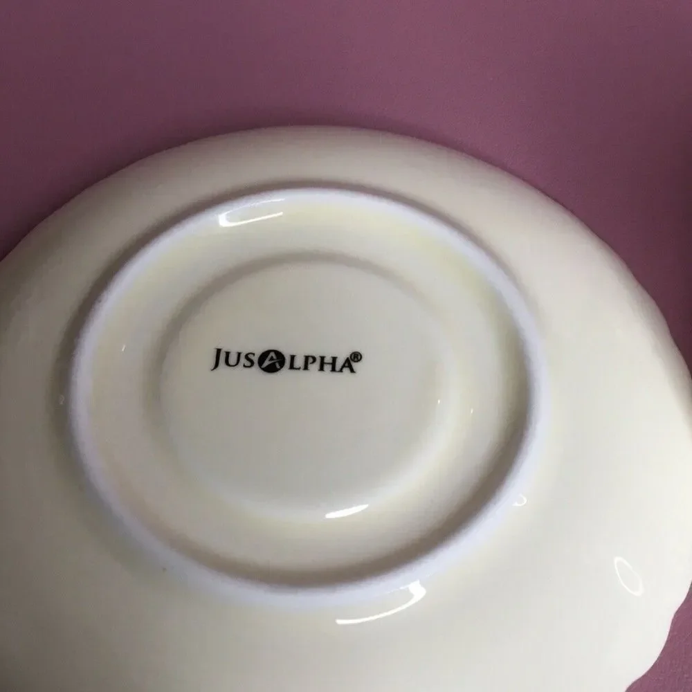 NWOB Jusalpha Light Yellow Rose Bone China Tea Coffee‎ & Saucer Cup  Set